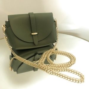 Pelle Italian Army Green Crossbody Chain Purse
